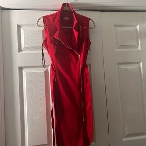 Red Sleeveless Zipper Dress